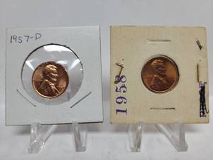 lot 418 image: 1957-D & 1958 WHEAT PENNIES