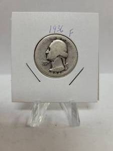 lot 453 image: 1936 WASHINGTON QUARTER--90% SILVER