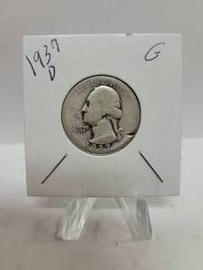 lot 455 image: 1937-D WASHINGTON QUARTER--90% SILVER