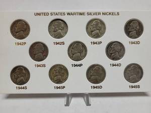 lot 577 image: UNITED STATES WARTIME SILVER NICKELS--35% SILVER