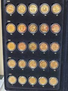 lot 583 image: 1999-2003 GOLD PLATED STATE QUARTERS IN COLLECTORS BOOK