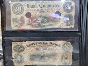 lot 597 image: 2-ANTIQUE PAPER NOTES AS PICTURED