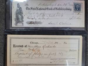 lot 606 image: 2-ANTIQUE PAPER NOTES AS PICTURED