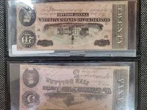 lot 607 image: 2-ANTIQUE PAPER NOTES AS PICTURED