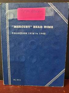 lot 694 image: 50) 90% SILVER MERCURY DIMES IN COLLECTORS BOOK