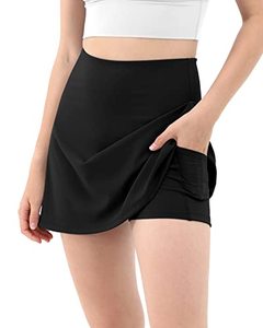 lot 11991 image: ODODOS Womens High Waisted Tennis Skirts with Pockets Built-in Shorts Golf Skorts for Athletic Sports Running Gym Training, Black, Large