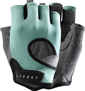 lot 12005 image: LIFECT Freedom Workout Gloves, Knuckle Weight Lifting Shorty Fingerless Gloves with Curved Open Back, for Powerlifting, Gym, Women and Men (Aqua, Medium)