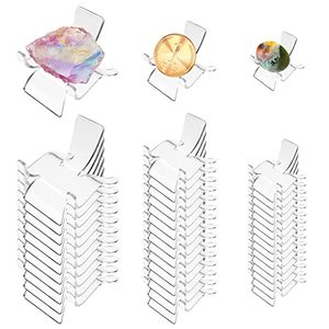 lot 12007 image: Fantasyon 40 PCS Rock Display Stand 3 Sizes Acrylic Rock Holder Clear Display Easel Stands Pedestal for Crystal Geodes Rock Mineral Agate Fossil Coral Crystal Gemstone Small Collectibles