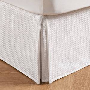 lot 12009 image: MIYE Pleated Waffle Weave Bed Skirt, Tailored Dust Ruffle 16 Inch Drop Easy Fit, Machine Washable (White, Twin - 16 Drop)