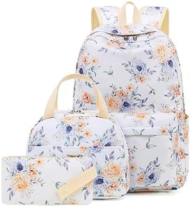 lot 12010 image: CAMTOP Backpack for Teen Girls Kids School Bookbag with Lunch Box and Pencil Case Set for Age 6-14 (Flower Yellow)