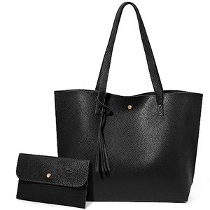 lot 12019 image: Hommtina Womens Soft Faux Leather Tote Shoulder Bag from, Top Handle Satchel Bags Tote Bags Tote Purses for Women (A-Black)