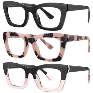 lot 12048 image: Okany Blue Light Blocking Glasses for Women Men Fashion Computer Screen Gaming TV Phones Anti Eyestrain & UV Glare Glasses 3 Pack