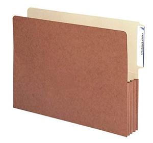 lot 12054 image: Smead End Tab File Pocket, Reinforced 4-High Tab Top Position, 3-12 Expansion, Legal Size, Redrope with Manila Liner, 10 per Box (74624)