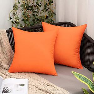 lot 12061 image: MIULEE Pack of 2 Decorative Outdoor Waterproof Fall Pillow Covers Square Garden Cushion Sham Throw Pillowcase Shell for Patio Tent Couch 18x18 Inch Orange