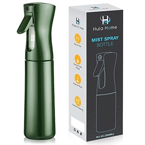 lot 12068 image: Hula Home Continuous Spray Bottle (10.1oz300ml) Empty Ultra Fine Plastic Water Mist Sprayer � For Hairstyling, Cleaning, Salons, Plants, Essential Oil Scents & More - Green