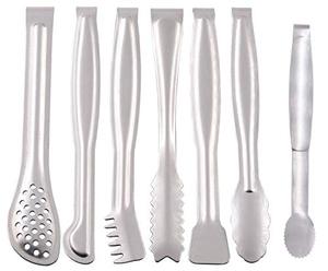 lot 12070 image: HINMAY Small Serving Tongs Set 6-Inch Appetizer Tongs Stainless Steel Mini Tongs, Set of 6