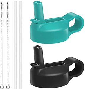 lot 12083 image: The Mass Wide Mouth Straw Lid Compatibility Most Sports Water Bottle (Black & Mint)