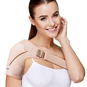 lot 12094 image: Suptrust Shoulder Brace for Women and Men, Shoulder Pain Relief, Support, Rotator Cuff Support Brace, Adjustable Fit Sleeve Wrap, Relief for Shoulder Injuries and Tendonitis, One Size Regular(Pink Color)