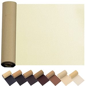 lot 12097 image: Leather Repair Patch for Couches 17X55inch Large Self-Adhesive refinisher cuttable reupholster Tape Patches kit for Couch Car Seats Furniture Sofa Vinyl Chairs Fabric Fix(Beige White, 17x55 inch)