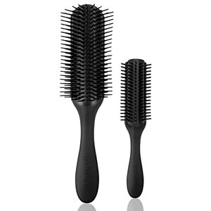 lot 12099 image: Hair Brush for Curly Hair (Black) 9 Row 5 Row Classic Styling Brushes for Women Men Bristle for Natural Thick Hair Detangling, Separating, Shaping and Defining Curls Travel Mini Hairbrush
