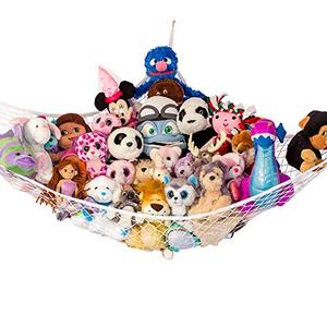 lot 12132 image: Lillys Love Large Stuffed Animal Net Hammock for Plushie Toys  Corner Hanging Organizer for your Teddy and Stuffy Collection  Easy to Hang wIncluded Anchors & Hooks (White)
