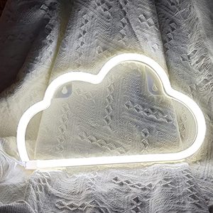 lot 12145 image: Cloud Neon Signs, LED Light for Wall Decor, Battery or USB Powered Sign Shaped Decoration Lights Bedroom Aesthetic Teen Girl Kid Room Christmas Birthday Wedding Party White