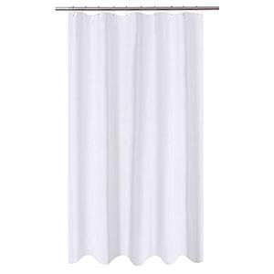 lot 12153 image: N&Y HOME Extra Long Stall Shower Curtain Liner Fabric 54 x 84 inch, Hotel Quality, Washable, Water Repellent, White Bathroom Curtains with Grommets, 54x84