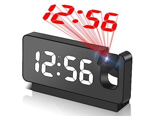 lot 12155 image: Projection Alarm Clocks for Bedrooms,LED Digital Clock with 180° Rotatable Projector on Ceiling Wall,Snooze Model,1224H,2-Level Brightness Indoor Temperature for Heavy Sleepers Adults