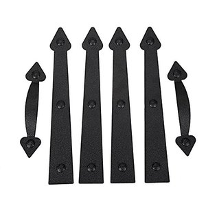 lot 12156 image: AntiqueSmith Magnetic Decorative Garage Door Curb Appeal Faux Hinges Handles Hardware Kit Color Black