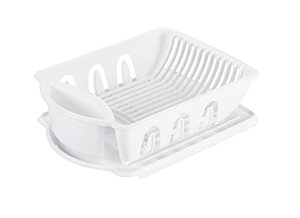 lot 12166 image: Sterilite 06218006 Sink Dish Rack Drainer, White