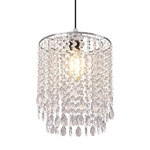 lot 12171 image: Hi-ERA Acrylic Chandelier Shades, Crystal Lamp Shade, Light Shade Crystal Chandelier for Dining Room, Beaded Chandelier Diameter 25 cm, 2 Tiers, Clear