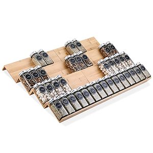 lot 12172 image: Mulush Bamboo Spice Rack Tray - 64 Jars Spice Drawer Organizer for Kitchen Cabinets Storage and Organization