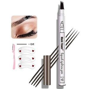 lot 12178 image: Eyebrow Pen, MoonKong 4 Point Eyebrow Pencil Waterproof Eye Brown Makeup, Eyebrow Kits with 3 Eyebrow Stencil, 1 Brow Razor (Black)