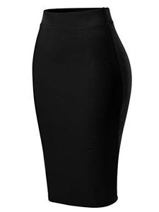 lot 12179 image: Design by Olivia Womens Solid Back Slit Scuba Bodycon Pencil Skirt Black 1XL