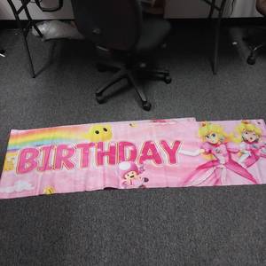 lot 12188 image: Princess Peach Happy Birthday Banner