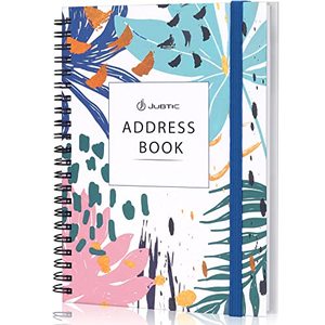 lot 12221 image: JUBTIC Address and Password Book with Alphabetical Tabs Hardcover Spiral Bound Address Organizer for Contacts,Internet Website Logins,Telephone Book Notebook Journal for Home Office,5.2 x7.7