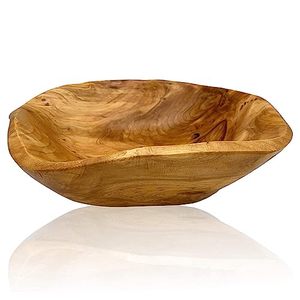lot 12228 image: OUEEGER Wood Salad Bowl(10-12), Handmade Natural Root Wooden Bowl, Wood Crafts Bowl Serving for Fruit, Snack, Food