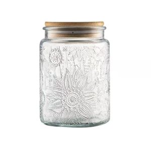 lot 12240 image: ANSQU 23.7 FL OZ Vintage Glass Jar Canister Airtight Storage Jar Container with Bamboo Wooden Lid for Kitchen Counter, Pantry, Coffee, Tea, Sugar