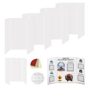 lot 12242 image: 4 Pcs Small Tri-fold Poster Boards with Double Sided Tapes and Cardboard,21.2x13.8 inches,Corrugated Presentation Boards, Display Boards for School Project,Exhibitions,Business Presentation