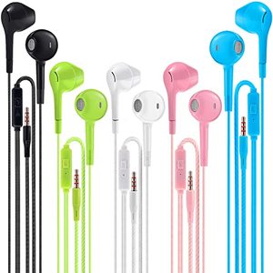 lot 12254 image: Jogteg Earbuds Headphones with Microphone Pack of 5, Noise Isolating Wired Earbuds, Earphones with Powerful Heavy Bass Stereo, Compatible with Android, Phone, Laptops, MP3 and Most 3.5mm Interface