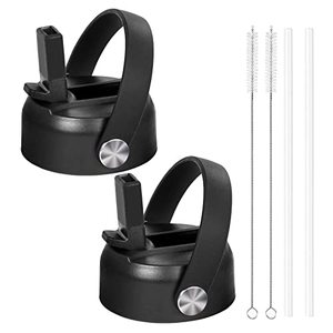 lot 12255 image: Tonlinco Straw Lid for Hydroflask Wide Mouth,Lids With Straw Compatible with Hydro Flask 20 32 40 oz Wide Mouth Wide Mouth Straw Lid Compatibility Most Sports Water Bottle (Black)