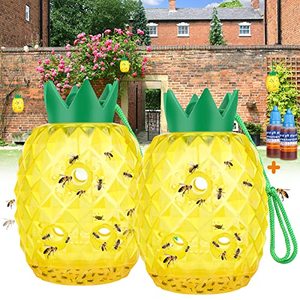 lot 12265 image: Wasp Trap Bee Traps Catcher, Wasp Traps Outdoor Hanging, Wasp Repellent Trap Deterrent Killer Insect Catcher, Non-Toxic Reusable Hornet Yellow Jacket Trap 1 Pack (Yellow, Pineapple Shape)