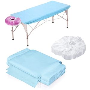lot 12267 image: 10 Set Disposable Fitted Massage Table Sheets Bed Covers and Headrest Covers Sets 82 x 35 Inches Massage Table Covers Face Rest Covers Non Woven Fabric Soft Breathable for Spa Salons Hotels (Blue)