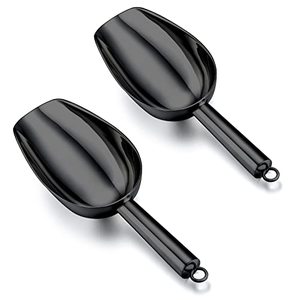 lot 12280 image: TeamFar Ice Scoop, 5oz Stainless Steel Canister Small Ice Candy Scoops for Kitchen Dispenser Buffet Jars, Healthy & Sturdy, Multi-use & Mirror Finish, Dishwasher Safe-2 PCS, Black