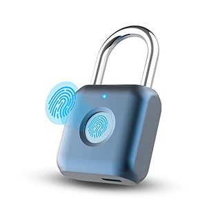 lot 12283 image: Pothunder Fingerprint Padlock, Smart Padlock, Locker Lock, Biometric Metal Keyless Fingerprint Lock, Waterproof, USB Rechargeable, for Gym Locker, Luggage, Backpack, Suitcase(Blue)