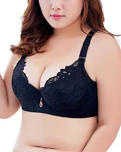 lot 12293 image: ESETAY Super Push up Bra for Women 46DD Plus Size Underwire Bra Deep V Soft Light Pad Everydays Bra Black