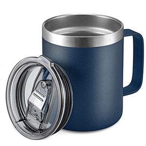 lot 12310 image: ALOUFEA 12oz Stainless Steel Insulated Coffee Mug with Handle, Double Wall Vacuum Travel Mug, Tumbler Cup with Sliding Lid, Navy