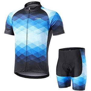 lot 12328 image: LIXADA Mens Cycling Jersey Set Bicycle Short Sleeve Set Quick-Dry Breathable Shirt with 11D Cushion Shorts Padded