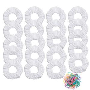 lot 12333 image: RJMBMUP 20 Pack White Cotton Scrunchies for Tie Dye Party Hair Elastic Hair Ties Pony Tail Holder for Women