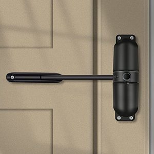 lot 12345 image: HoneSecur Safety Spring Door Closers, Adjustable Closing Door Hinge, Automatic Stopper Fire Rated, to Convert Hinged Doors to Self Closing Doors - Black